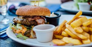 Cheesy Burger With Fried Special Dish