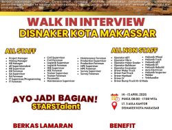 Melalui Kegiatan “Walk-In Interview”, Disnaker Makassar-PT. Sinar Terang Mandiri Tbk Akan Membuka Kesempatan Bagi  Pencari Kerja Yang Ingin Berkarier di Bidang Pertambangan