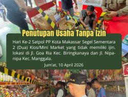 Sebagai Bentuk Penegakan Perda Kota Makassar Nomor 7 Tahun 2021, Satpol PP Makassar Kembali Melakukan Penutupan Sementara Minimarket Milik PT Primafood International